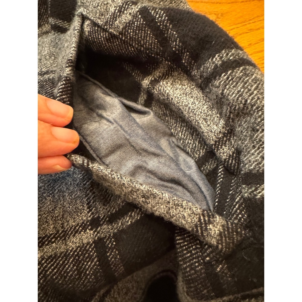 Duluth Folklore Flannel Duster Tunic Women Large Grey Plaid Long Sleeve Pocketed - Picture 10 of 11